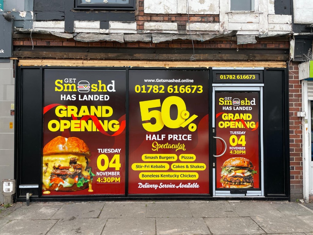 Get Smashd Grand Opening 50% Off Full Window Stickers and Door Graphics
